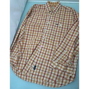 Thomas Burberry Men Shirt Long Sleeve Plaid Made in Spain Cotton Polyester XL